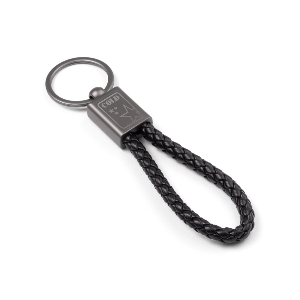 KETCHUM. Porte-clés rectangulaire avec cordon tressé en polyester (21 % recyclé) et 79 % polyuréthane