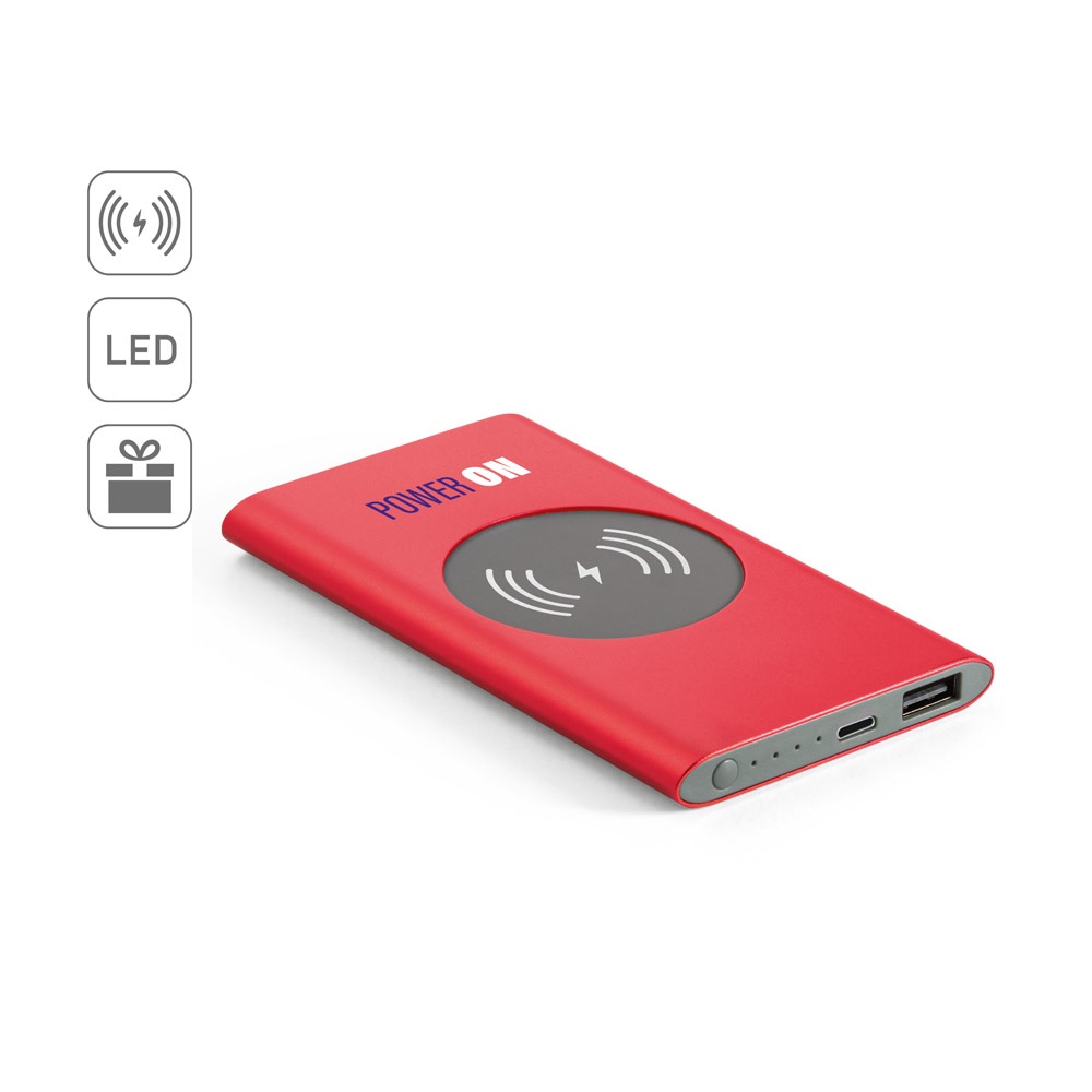 Vue 11 de CASSINI. Power bank 4 000 mAh avec chargeur sans fil 5W en aluminium recyclé (100 % rAL)