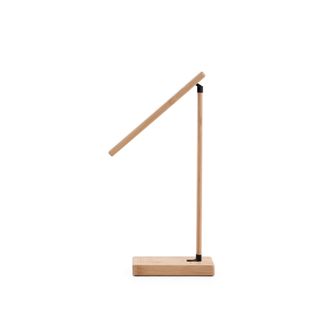 MOREY. Lampe de bureau pliante avec chargeur sans fil ultrarapide de 15 W en bambou