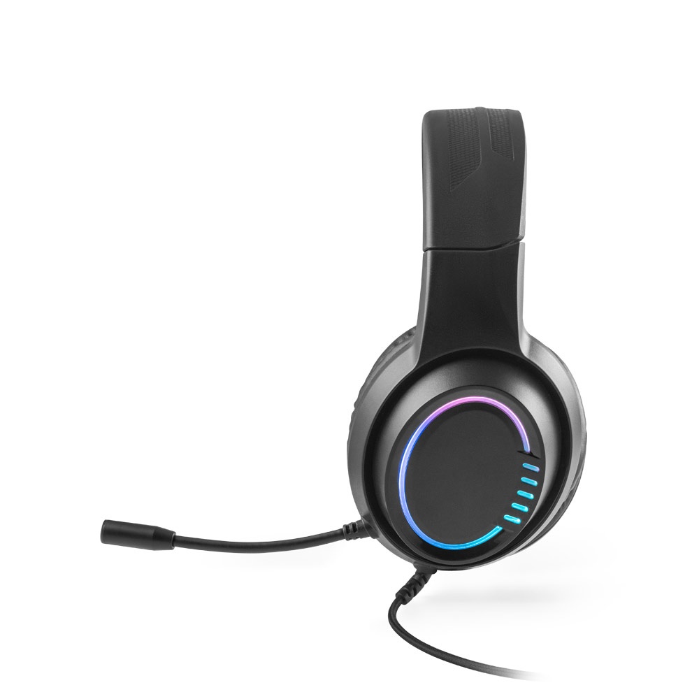 Thorne Headset RGB. Écouteurs avec câble de 2 m, microphone et lumières LED RVB en ABS