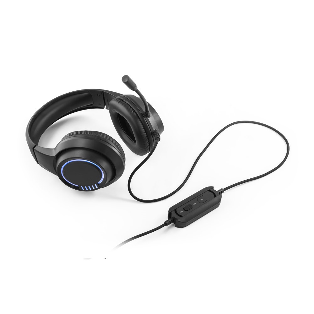 Thorne Headset RGB. Écouteurs avec câble de 2 m, microphone et lumières LED RVB en ABS