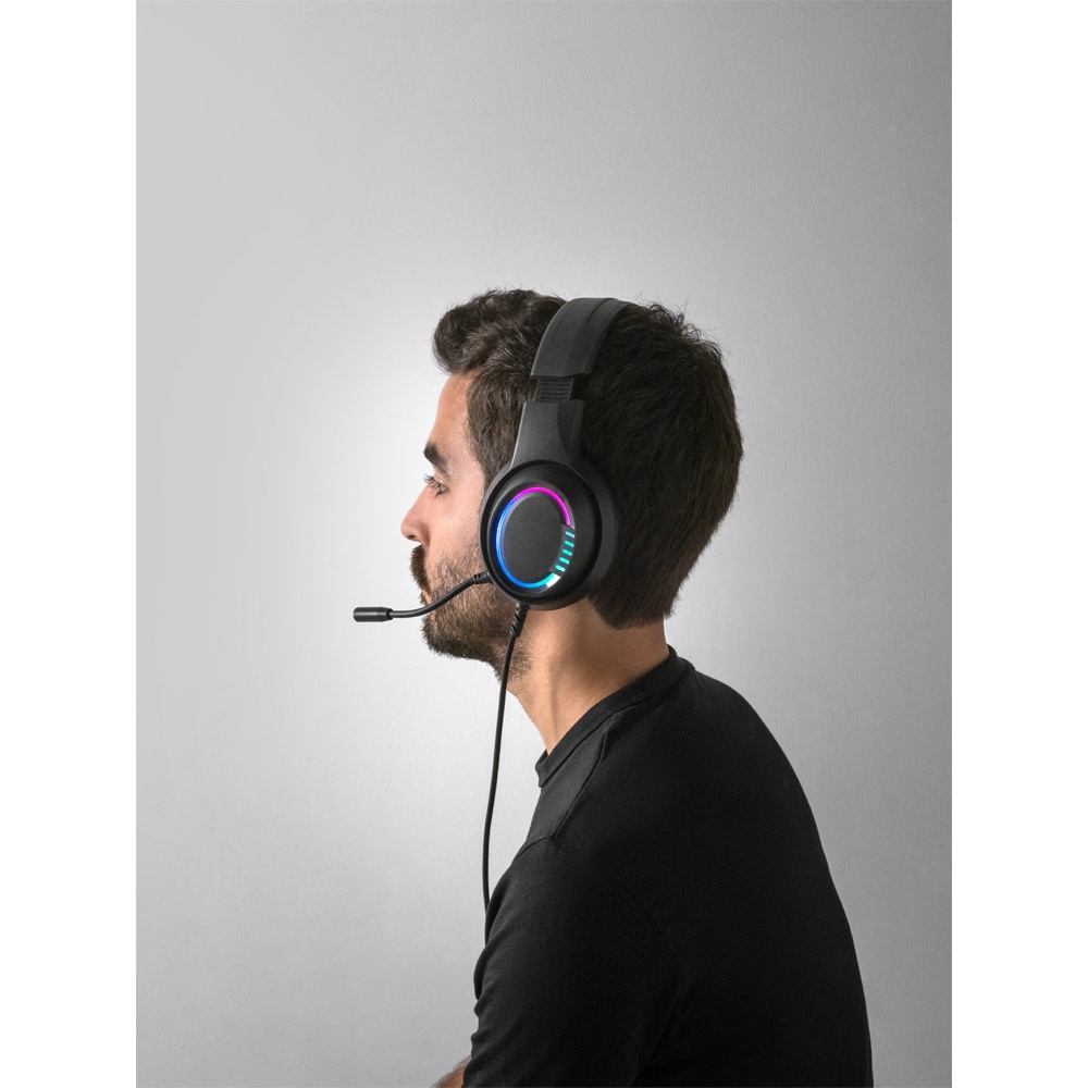 Thorne Headset RGB. Écouteurs avec câble de 2 m, microphone et lumières LED RVB en ABS