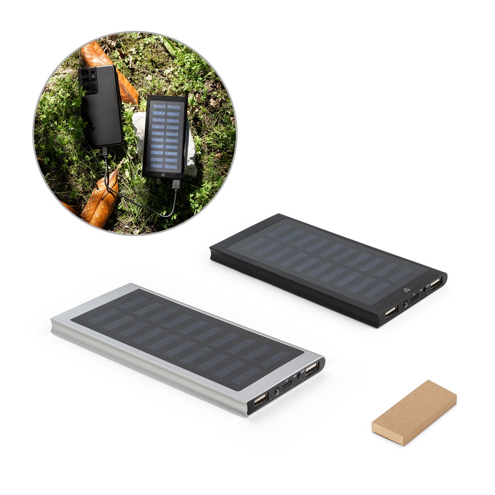 CLERK. Batterie nomade de 8 000 mAh avec panneau solaire en aluminium 100 % recyclé