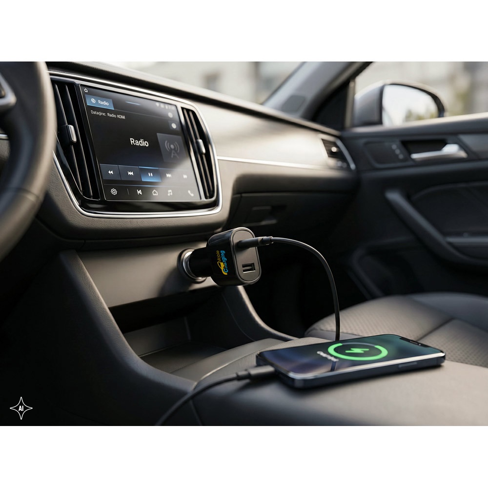 DIRAC. Adaptér do zapaľovača cigariet s portom USB-A 18W a USB-C 20W v recyklovaný ABS (100 % rABS)