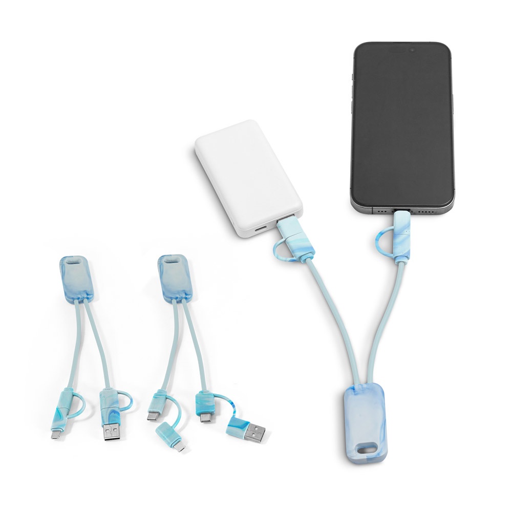 BERNERS. Cabo USB super rápido 6 em 1 em PET reciclado (100% rPET)