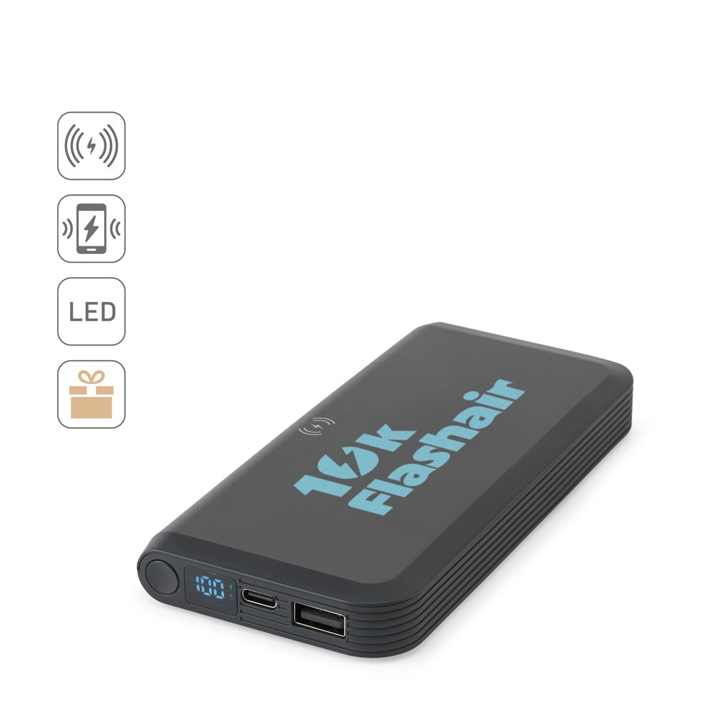 BECKER 10. 10 000 mAh power banka z recyklovaného ABS (100% rABS) s 15W superrýchlou bezdrôtovou nabíjačkou