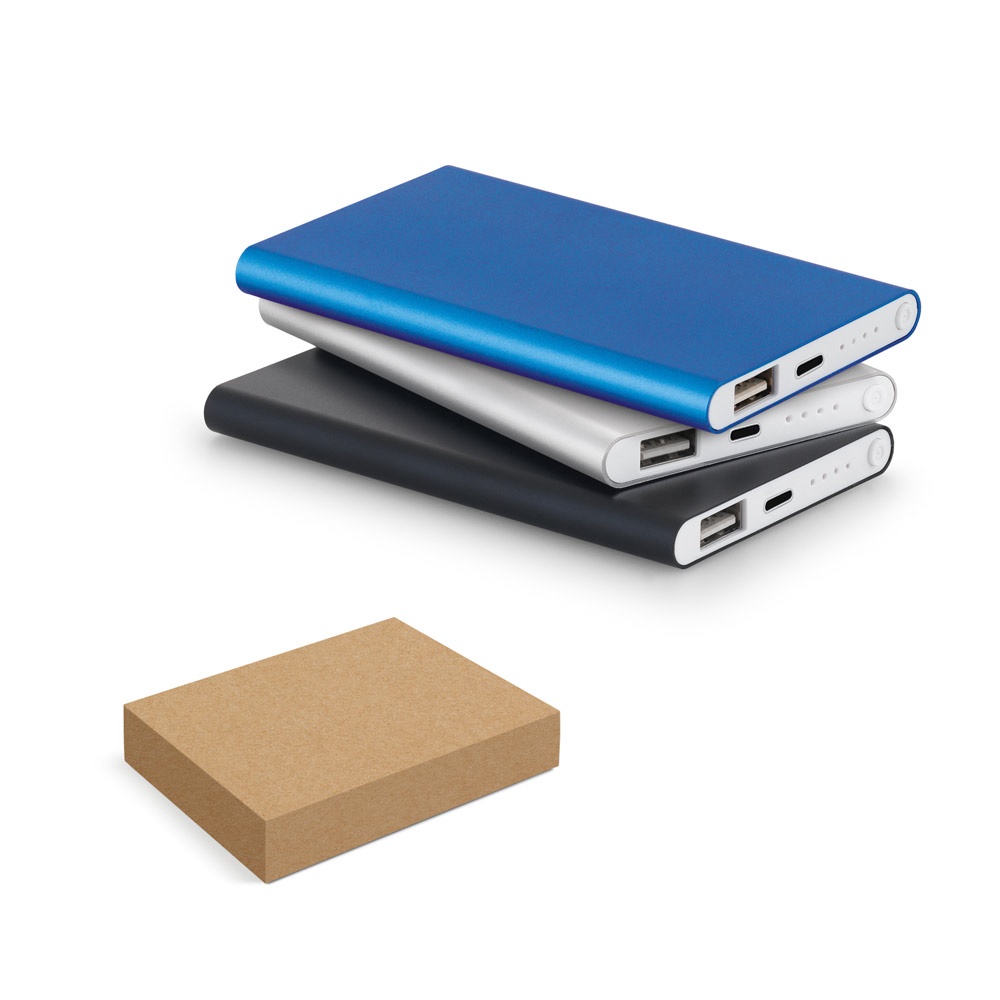 MARCET. Power bank Slim de 4 000 mAh en aluminium recyclé (100% rAL) et ABS recyclé (100 % rABS)