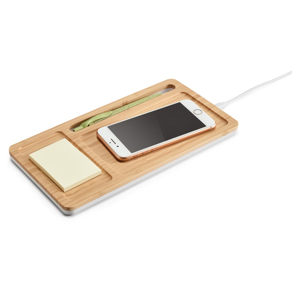 MOTT. Organiseur de bureau avec chargeur sans fil 15W en bambou et ABS