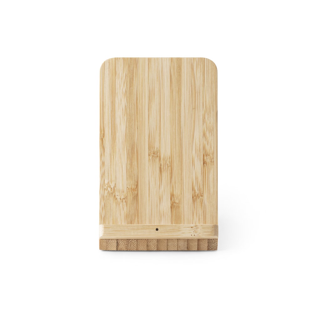 LEAVITT. Porte-smartphone et porte-stylos avec chargeur sans fil rapide 10W en bambou