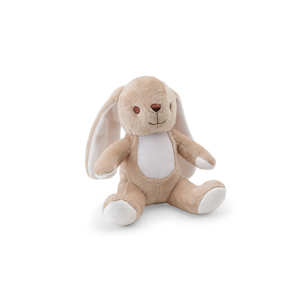 RABBY. Peluche en polyester en forme de lapin, avec son propre tissu pour la personnalisation
