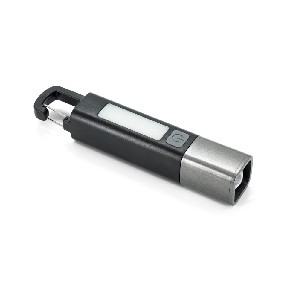 WIGGINS. Lampe de poche en ABS, avec une LED de 2 W (53 lumens) à l'avant et une ampoule COB (53 lumens) sur le dessus