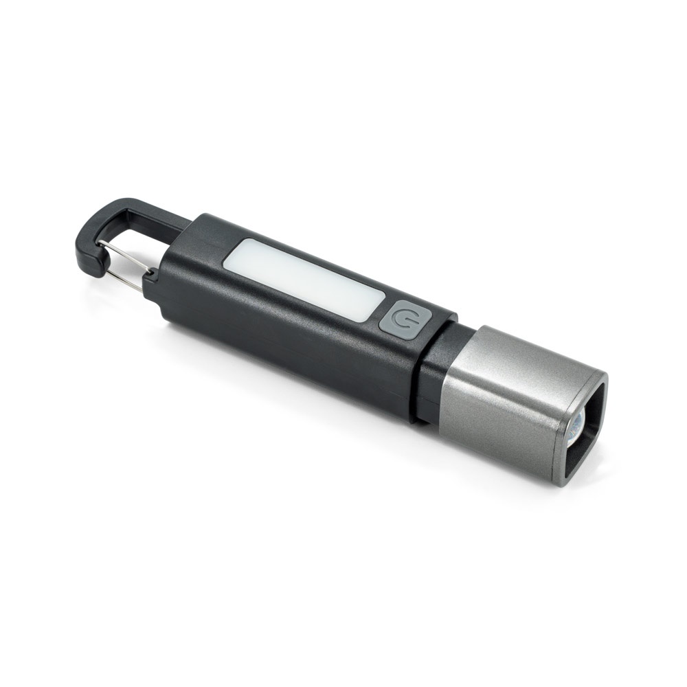 WIGGINS. Lampe de poche en ABS, avec une LED de 2 W (53 lumens) à l'avant et une ampoule COB (53 lumens) sur le dessus