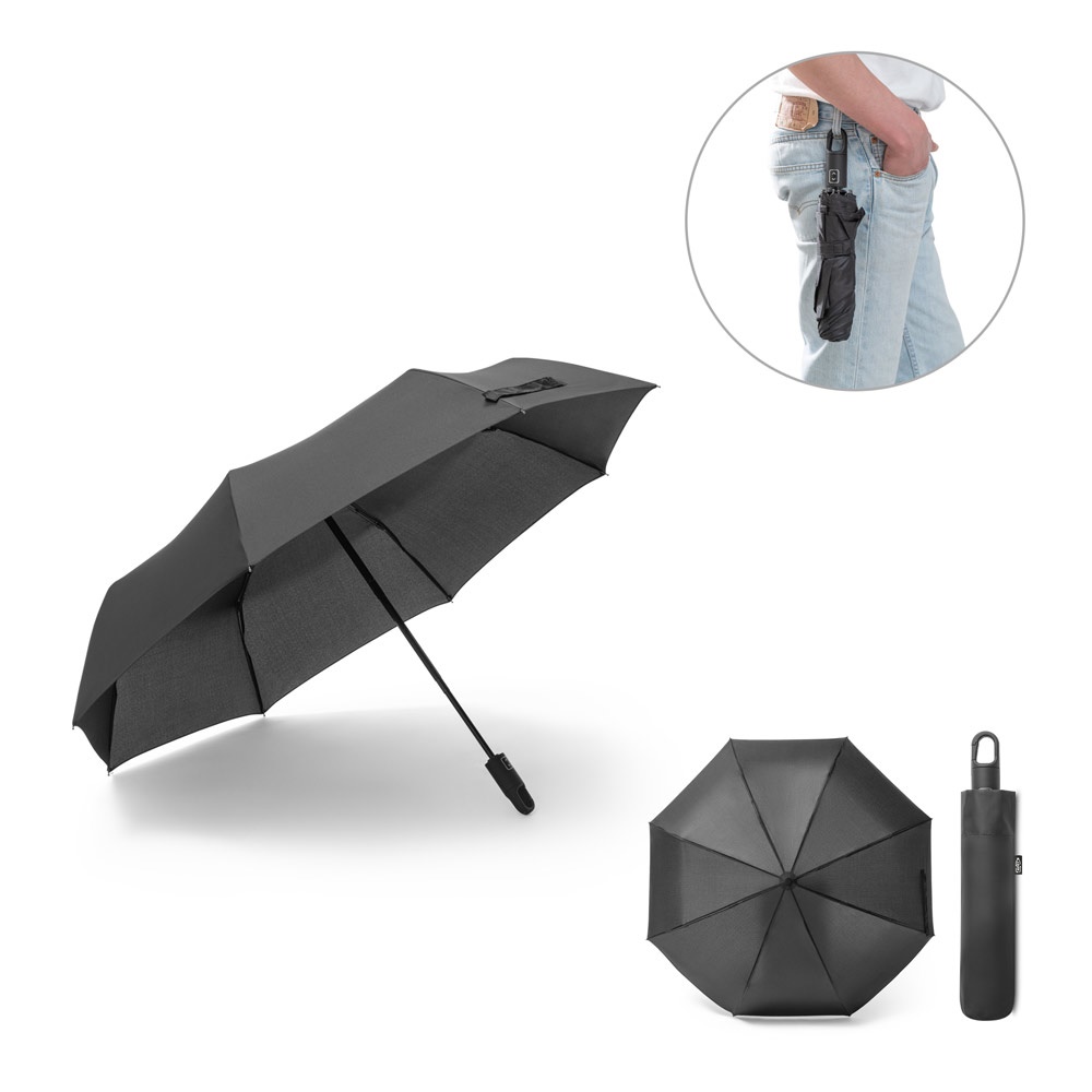 GUSTAVO. Parapluie pongé 190T polyester recyclé (100% rPET) avec ouverture et fermeture automatiques