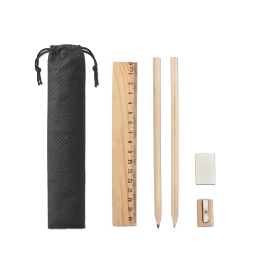 POCKETY. Conjunto de escrita fornecido em bolsa de non-woven (80 g/m²) com cordões