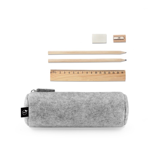 NOMAD. Estojo multifunções em feltro reciclado (100% rPET), com régua, lápis, borracha e afia