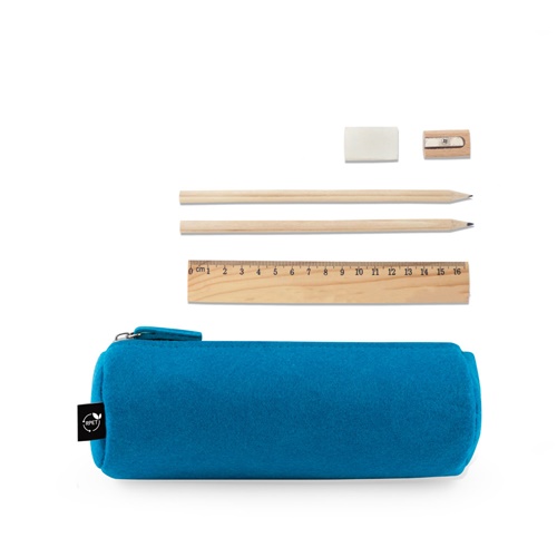 NOMAD. Estojo multifunções em feltro reciclado (100% rPET), com régua, lápis, borracha e afia