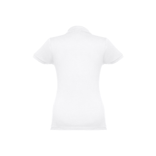THC EVE WH. Polo cintado para senhora de manga curta em algodão cardado