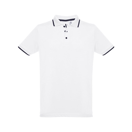 THC ROME WH. Polo bicolor para homem em algodão. Cor branca