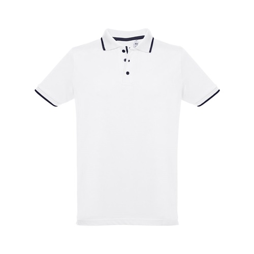 THC ROME WH. Polo bicolor para homem em algodão. Cor branca