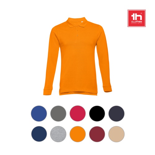 THC BERN. Polo de manga comprida para homem em algodão cardado