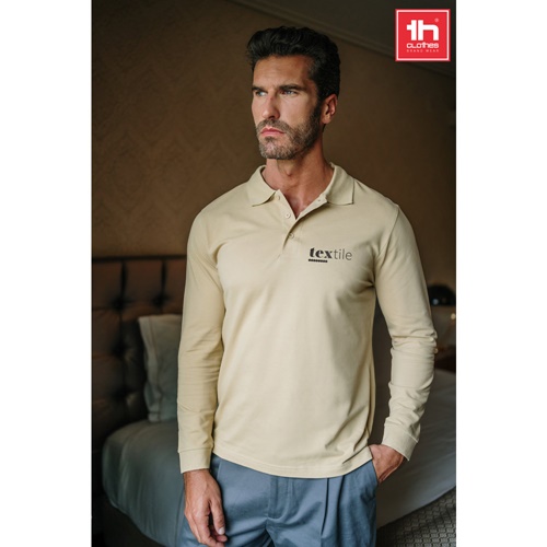 THC BERN. Polo de manga comprida para homem em algodão cardado