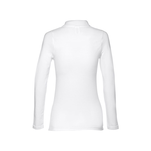 THC BERN WOMEN WH. Polo de manga comprida para senhora em algodão cardado