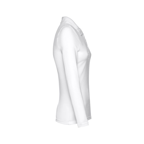 THC BERN WOMEN WH. Polo de manga comprida para senhora em algodão cardado