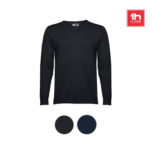 THC MILAN. Pullover com decote em" V" para homem em algodão e poliamida