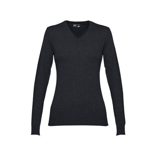 THC MILAN WOMEN. Pullover com decote em" V" para senhora em algodão e poliamida