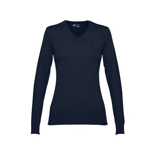 THC MILAN WOMEN. Pullover com decote em" V" para senhora em algodão e poliamida
