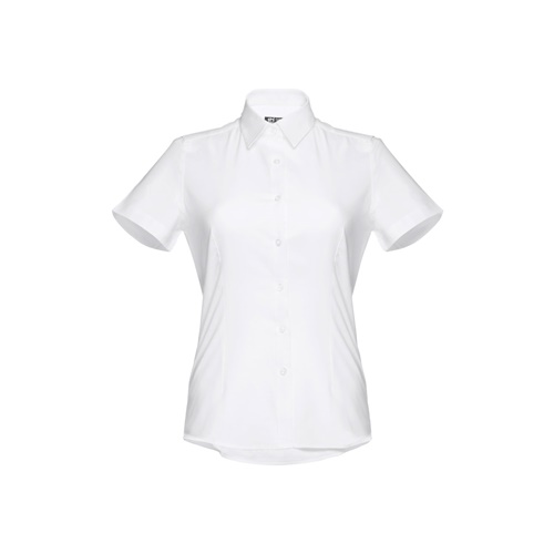 THC LONDON WOMEN WH. Camisa oxford de manga curta para senhora. Cor branca