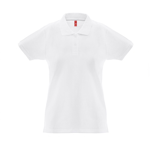 THC MONACO WOMEN WH. Polo de manga curta para mulher em algodão cardado