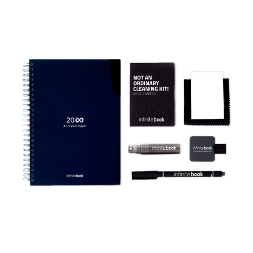STARTER KIT INFINITE PLANNER A5. Kit composto um "Infinite Diary", kit de limpeza, marcador e suporte de marcador