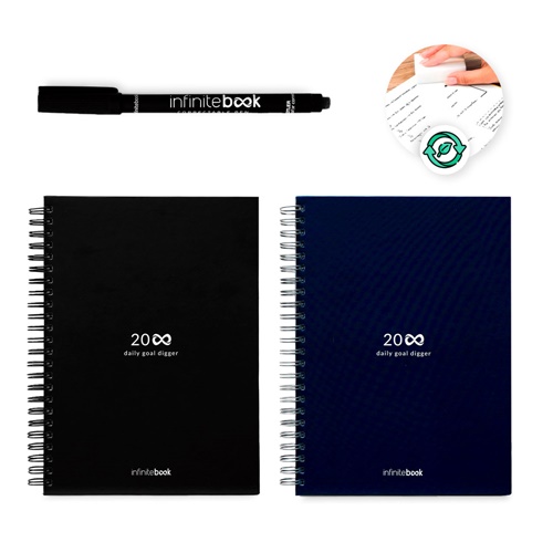 STARTER KIT INFINITE PLANNER A5. Kit composto um "Infinite Diary", kit de limpeza, marcador e suporte de marcador