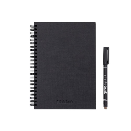 STARTER KIT INFINITEBOOK A5 PLANNER TEXTURE. Kit composto por “Infinitebook” com capa dura, 1 kit de limpeza, 1 marcador e 1 suporte para esferográfica