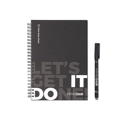 STARTER KIT INFINITEBOOK. Kit composto por “Infinitebook” com com capa dura, 1 kit de limpeza, 1 marcador e 1 suporte para esferográfica