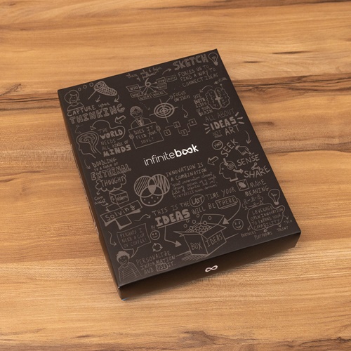 STARTER KIT INFINITEBOOK. Kit composto por “Infinitebook” com com capa dura, 1 kit de limpeza, 1 marcador e 1 suporte para esferográfica