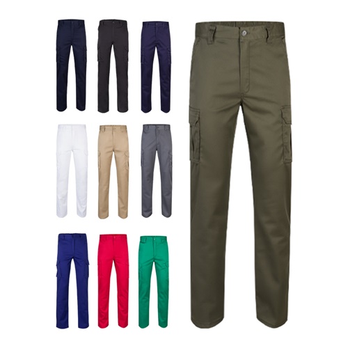 VL LUGH. Calças stretch multibolsos (240g/m²) em algodão (46%), EME (38%) e poliéster (16%)