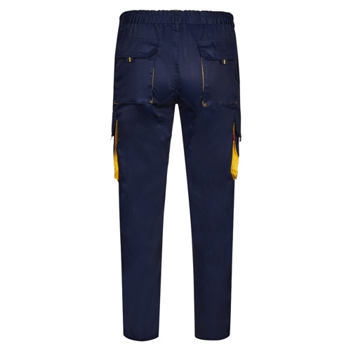 VL HYPNOS. Calças bicolor em sarja multibolsos (200g/m²), em algodão (35%) e poliéster (65%)