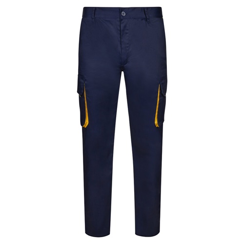 VL HYPNOS. Calças bicolor em sarja multibolsos (200g/m²), em algodão (35%) e poliéster (65%)