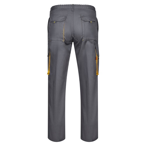 VL HYPNOS. Calças bicolor em sarja multibolsos (200g/m²), em algodão (35%) e poliéster (65%)