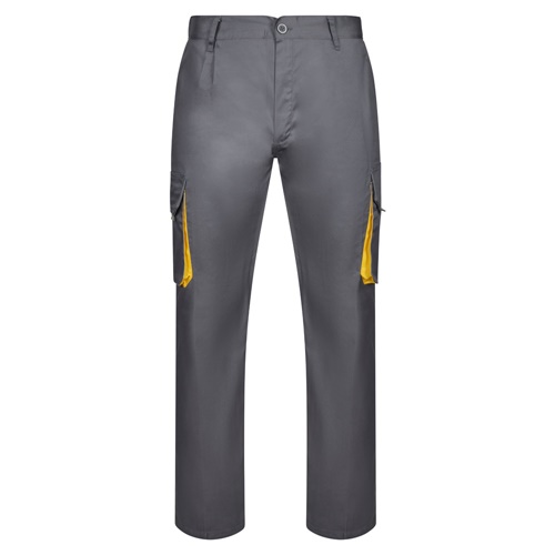 VL HYPNOS. Calças bicolor em sarja multibolsos (200g/m²), em algodão (35%) e poliéster (65%)