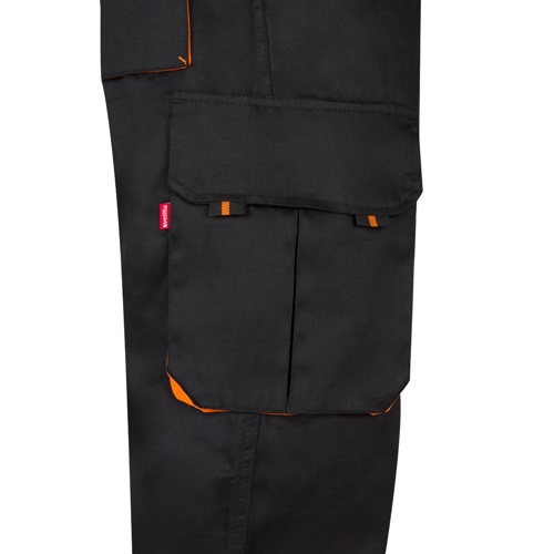 VL HYPNOS. Calças bicolor em sarja multibolsos (200g/m²), em algodão (35%) e poliéster (65%)