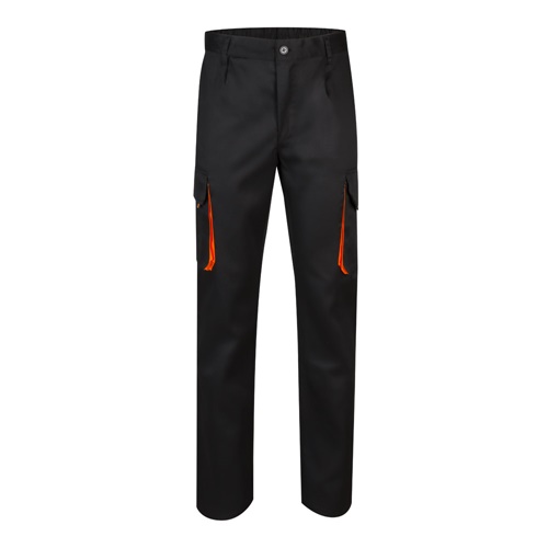 VL HYPNOS. Calças bicolor em sarja multibolsos (200g/m²), em algodão (35%) e poliéster (65%)