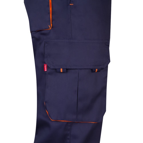 VL HYPNOS. Calças bicolor em sarja multibolsos (200g/m²), em algodão (35%) e poliéster (65%)