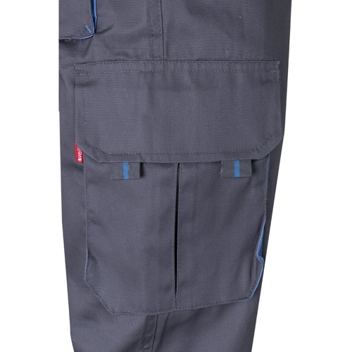 VL HYPNOS. Calças bicolor em sarja multibolsos (200g/m²), em algodão (35%) e poliéster (65%)