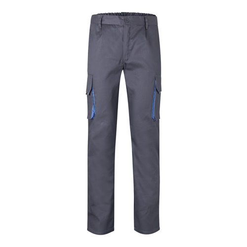 VL HYPNOS. Calças bicolor em sarja multibolsos (200g/m²), em algodão (35%) e poliéster (65%)