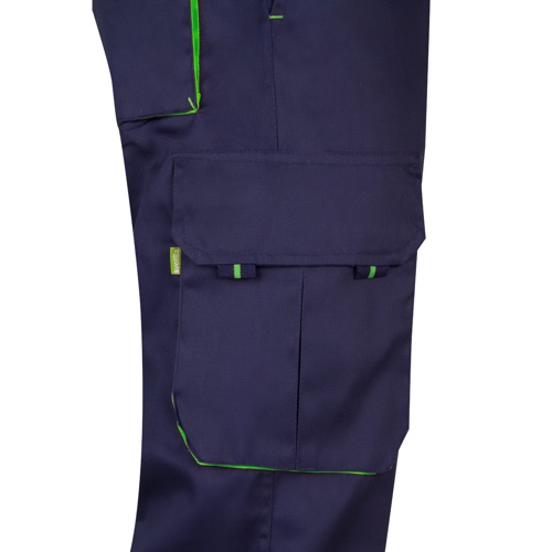 VL HYPNOS. Calças bicolor em sarja multibolsos (200g/m²), em algodão (35%) e poliéster (65%)