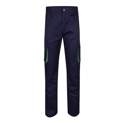 VL HYPNOS. Calças bicolor em sarja multibolsos (200g/m²), em algodão (35%) e poliéster (65%)