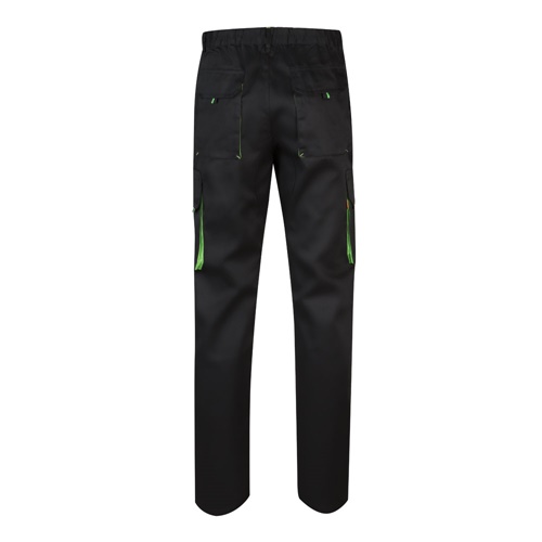 VL HYPNOS. Calças bicolor em sarja multibolsos (200g/m²), em algodão (35%) e poliéster (65%)